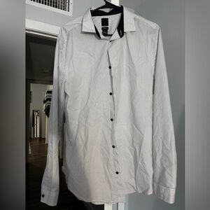 H&M White Geometric Dress Shirt